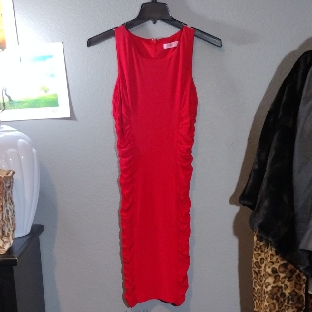 Eliza J Red Bodycon Dress Curve Hugging